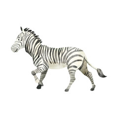 Fototapeta na wymiar Watercolor illustration of the zebra isolated on white