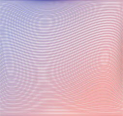 Patr&oacute;n de l&iacute;neas azules con degradado en rojo creando textura de huella digital sobre fondo blanco