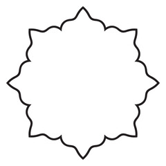 Abstract doodle curly thin line round frame isolated on white background. Mandala border. 