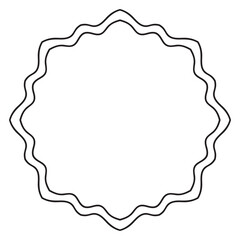 Abstract doodle curly thin line round frame isolated on white background. Mandala border. 