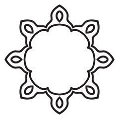 Abstract doodle curly thin line round frame isolated on white background. Mandala border. 