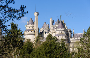 Fototapeta na wymiar The medieval Castle of Pierrefonds is an imposing fortress located at the edge of the forest of Compiègne, classified as a Historical Monument since 1862.