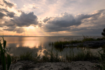 Sunset or sunrise over the lake