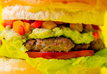 Food, burgers, salats, new and yellow