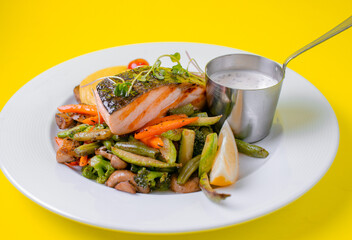 Food, burgers, salats, new and yellow