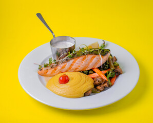 Food, burgers, salats, new and yellow