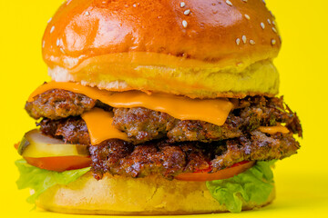 Food, burgers, salats, new and yellow