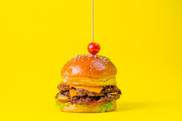 Food, burgers, salats, new and yellow