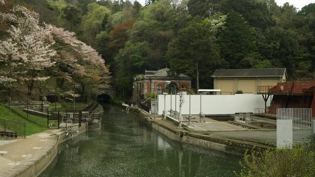 Kyoto,Japan-April 2, 2021: Keage Confluence Tunnel on Biwako Sokui or Lake Biwa Canal in Kyoto, Japan
