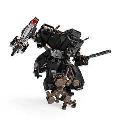 xtreme war machine is stepping in white background