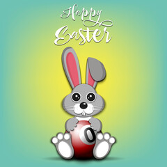 Happy Easter. Easter Rabbit with billiard ball