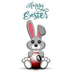 Happy Easter. Easter Rabbit with billiard ball