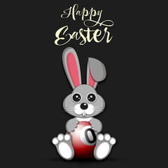 Happy Easter. Easter Rabbit with billiard ball