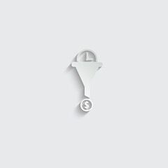 paper  time is money icon. Dollar coins  and Hourglass icon