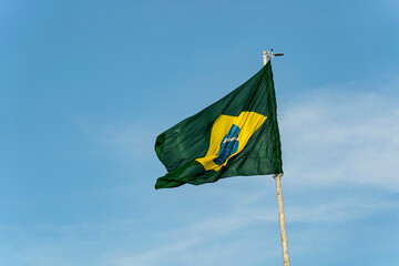 Brazils flag. Flag of Brazil in the wind.