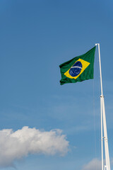 Brazils flag. Flag of Brazil in the wind.