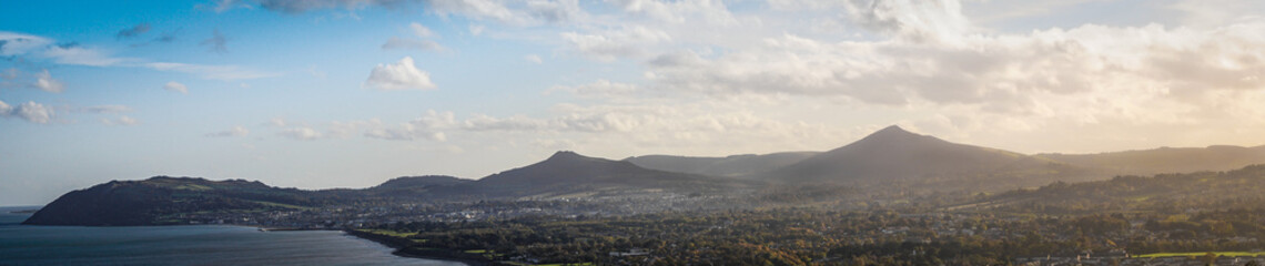 Obraz premium Panoramic view of Wicklow mountains and south county Dublin