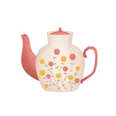 Spring white and pink teapot