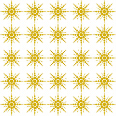 Seamless of  abstract pattern. Design tiles snowflakes gold on white background. Design print for illustration, texture, textile, wallpaper, background.