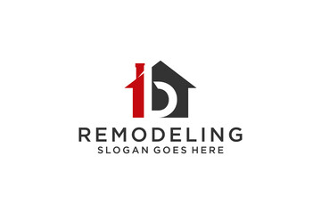 Letter D for Real Estate Remodeling Logo. Construction Architecture Building Logo Design Template Element.