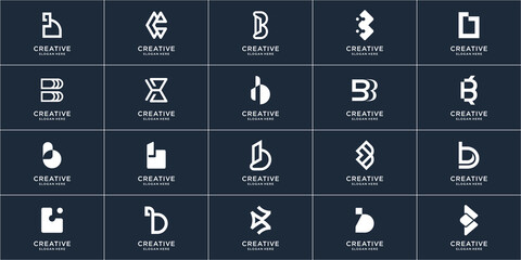 mega bundle abstract monogram initial b design template. collection letter b for business company,flat,modern,tech,symbol,line art,shape. vector illustration design. premium vector © ulhaq_std