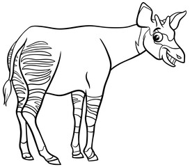 cartoon okapi comic animal character coloring book page