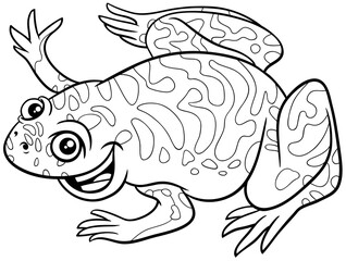 cartoon xenopus animal character coloring book page