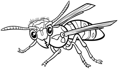 cartoon jellowjacket insect character coloring book page