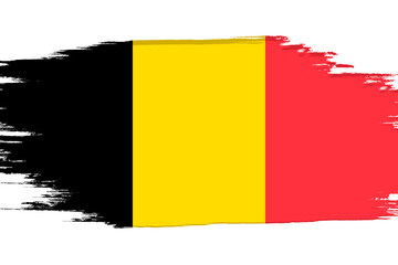 Flag of Belgium, banner with grunge brush
