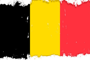 Flag of Belgium, banner with grunge brush
