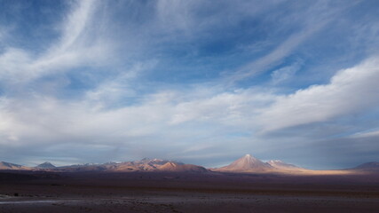 Fototapeta na wymiar Drone view towards the Licancabur Volcano in the Atacama Desert