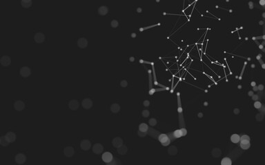 Abstract background. Molecules technology with polygonal shapes, connecting dots and lines. Connection structure. Big data visualization.