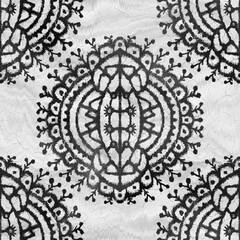 Black and white seamless abstract grunge texture. High quality illustration. Ornate glossy luxurious polished monochrome design for print and surface design. Modern textile art. Ink background.