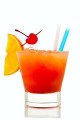 refreshing red cocktail on white background