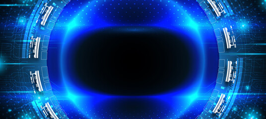 Technology background, color and waves of the future line and text.