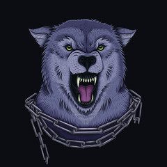 Vector Color Angry Wolf Illustration