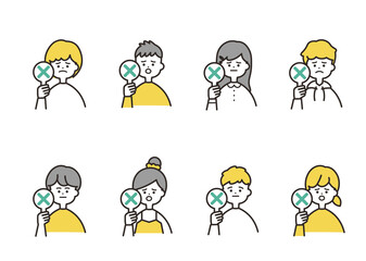 こども　バツ札　バストアップ　イエローカラーセット