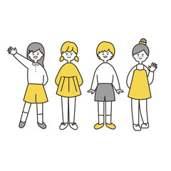 Fototapeta premium こども 女子 全身 イエローカラーセット
