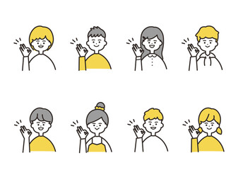 こども　okポーズ　バストアップ　イエローカラーセット