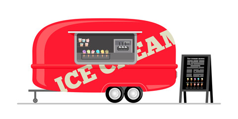 Ice cream truck. Vector illustration on street food theme.