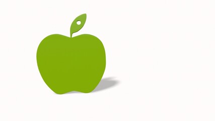Green apple - whole and cut fruit 3d-illustration 3d-rendering
