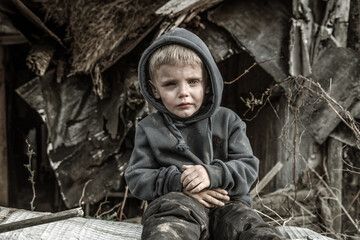 A child is crying in the ruins