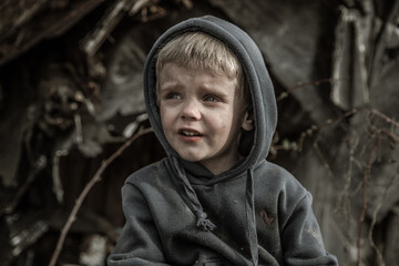 A child is crying in the ruins