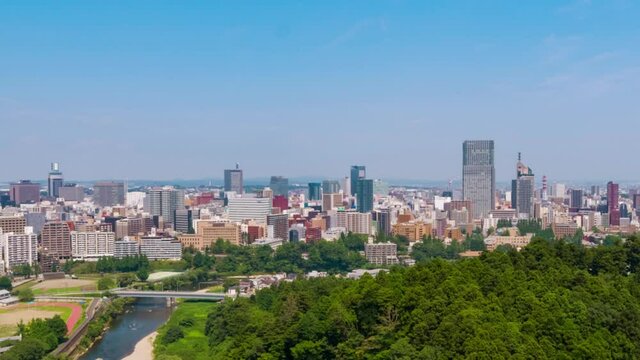 仙台市内全景　イラスト風動画
