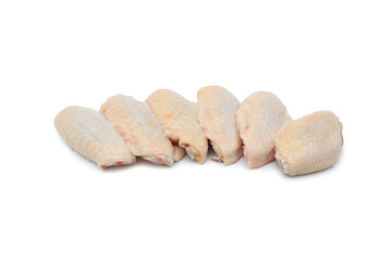 Raw chicken wings isolated on white background with clipping path