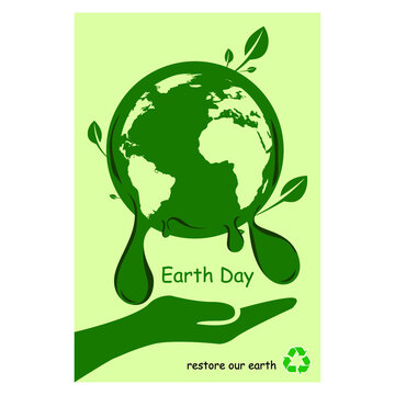 Web Banner For International Mother Earth Day Concept. Restore Our Earth Theme. Illustration Vector