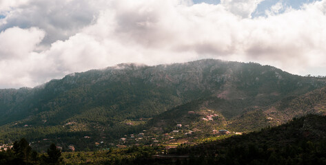 Paisajes de la sIerra de la Tramontana en Mallorca con acantilados, el mar y arboles caidos