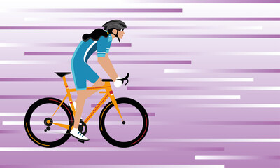 Woman riding a route bicycle - Vector illustration