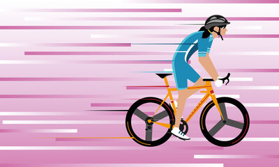 Woman riding a route bicycle - Vector illustration