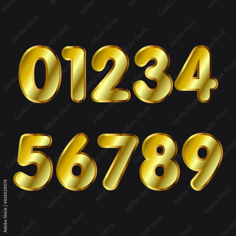 Poster set of metallic numbers.vector golden numbers. eps10 vector illustration.